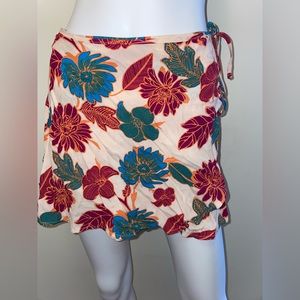 Forever 21 Mini Floral Wrap Around Tie with Strings Skirt Small Summer Vacation